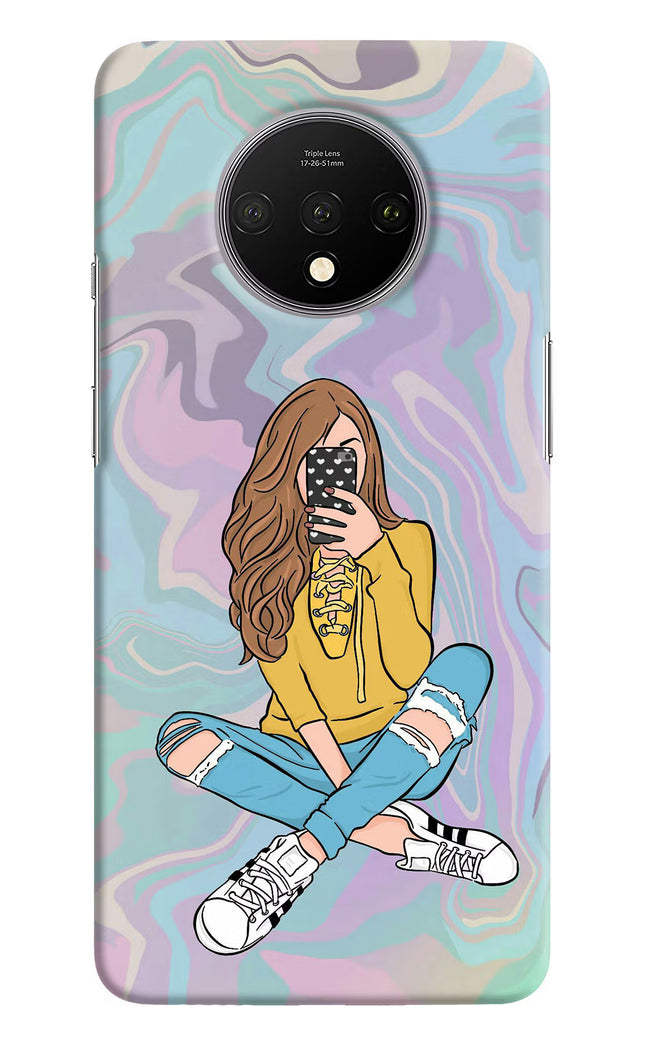 Selfie Girl Oneplus 7T Hard Case Back Cover by Casekaro