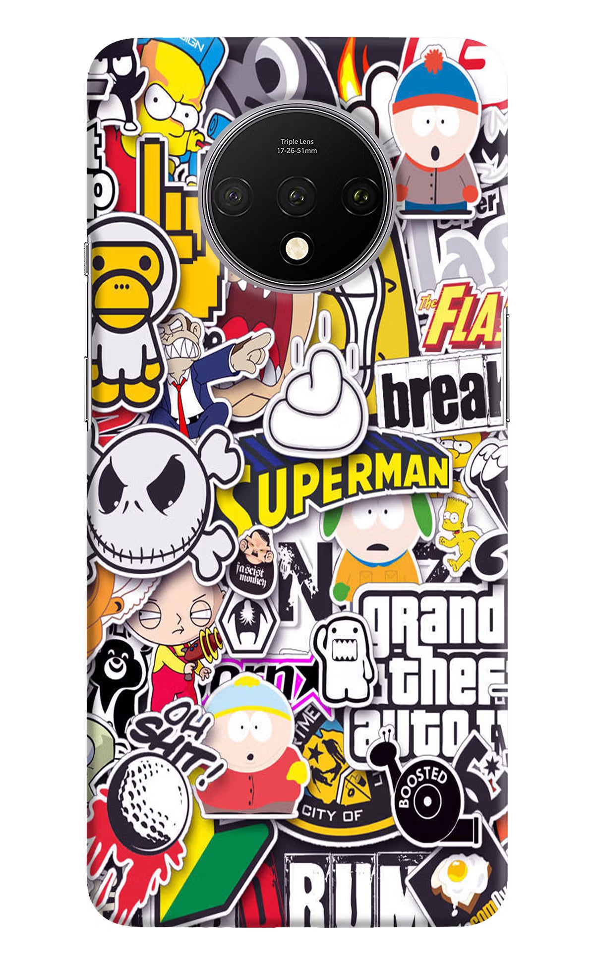 Sticker Bomb Oneplus 7T Hard Case Back Cover by Casekaro