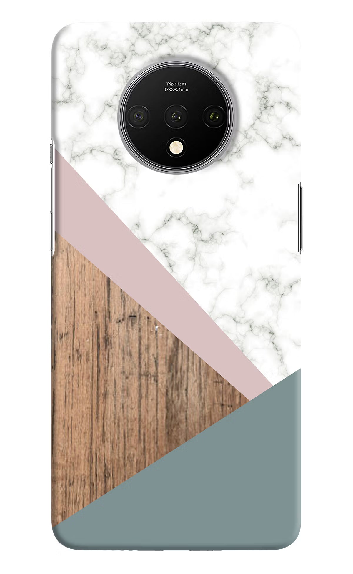 Marble wood Abstract Oneplus 7T Hard Case Back Cover by Casekaro