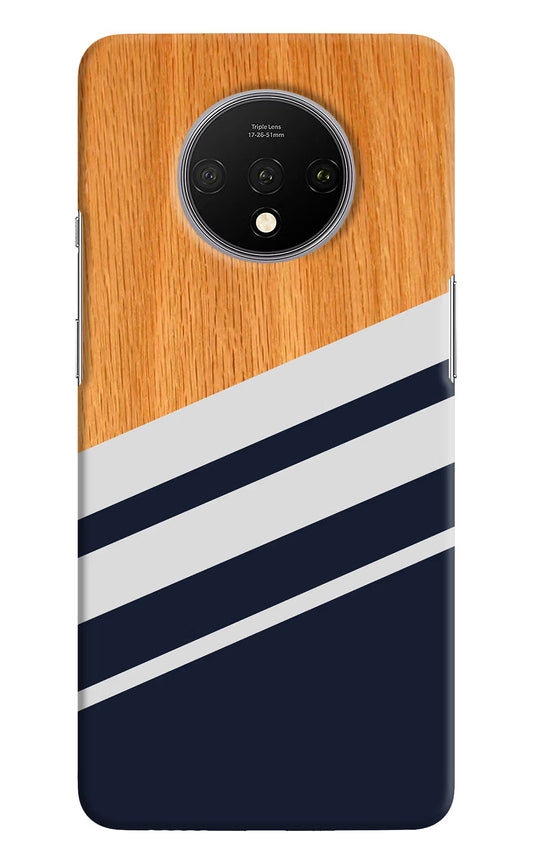 Blue and white wooden Oneplus 7T Hard Case Back Cover by Casekaro