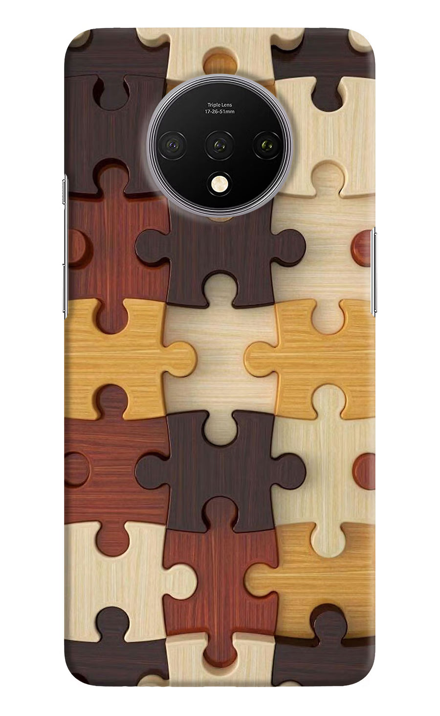 Wooden Puzzle Oneplus 7T Back Cover, Hard case
