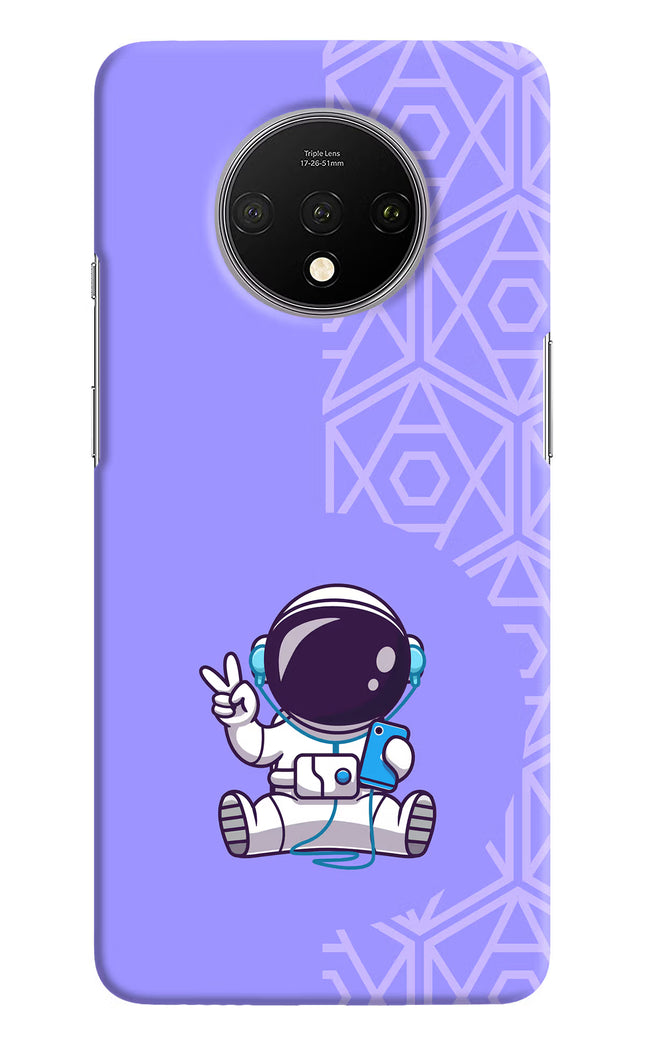 Cute Astronaut Chilling Oneplus 7T Hard Case Back Cover by Casekaro