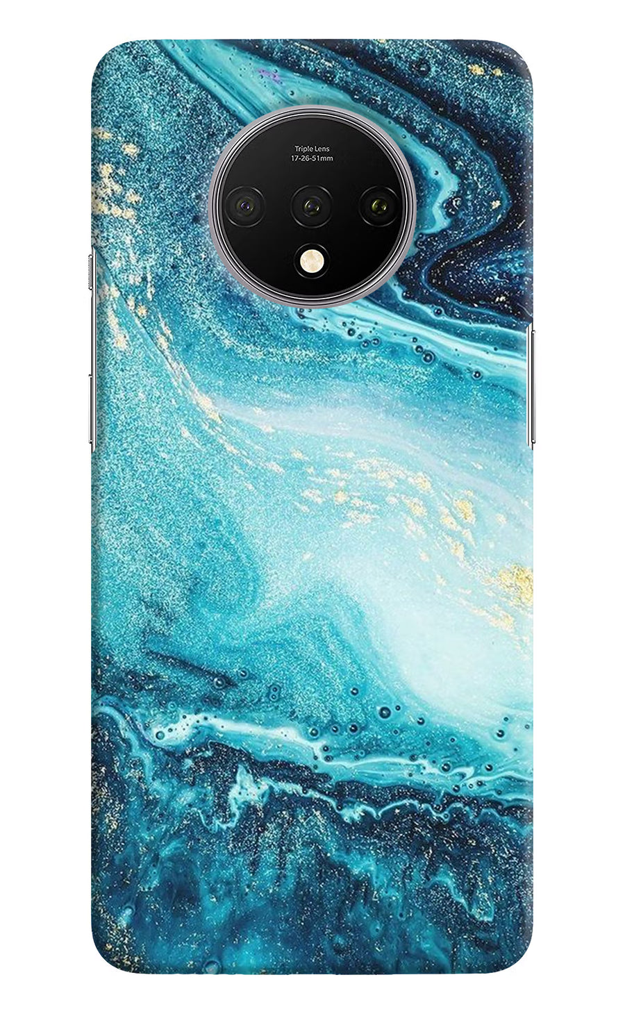 Blue Glitter Marble Oneplus 7T Back Cover, Hard case