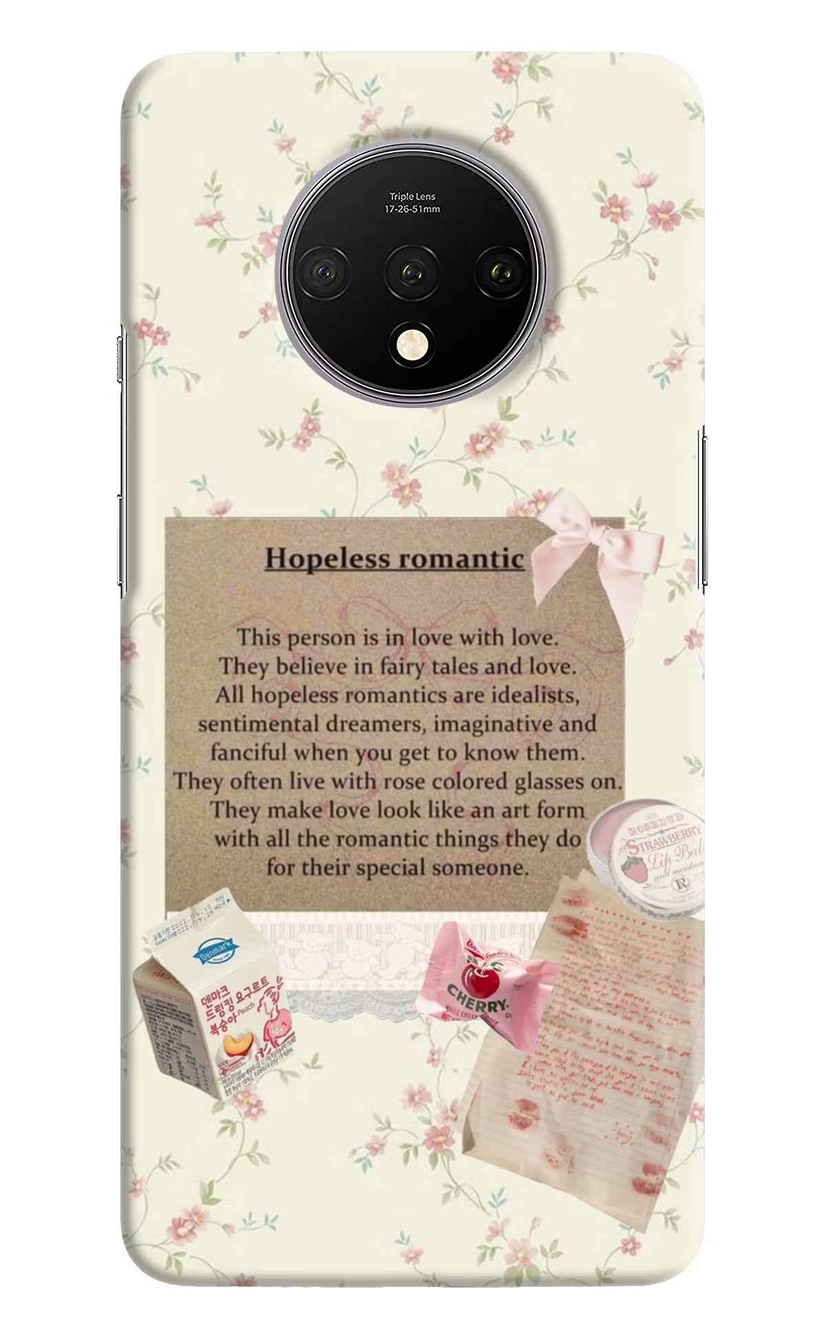 Hopeless Romantic Oneplus 7T Hard Case Back Cover by Casekaro