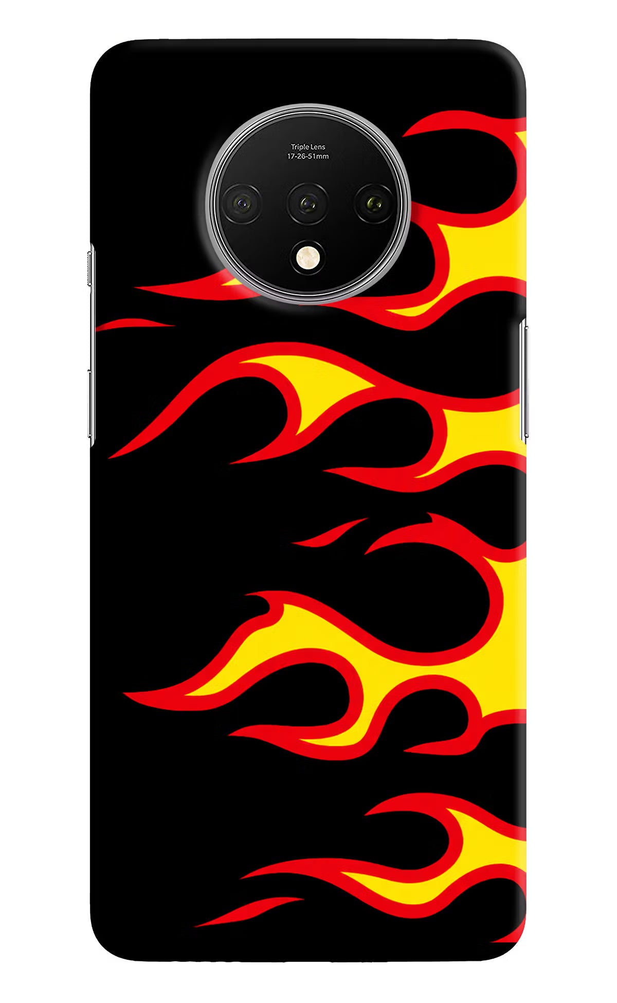 Side Sweep Flames Oneplus 7T Hard Case Back Cover by Casekaro