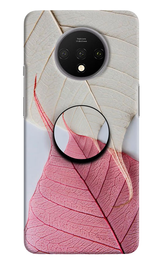 White Pink Leaf Oneplus 7T Pop Case by Casekaro