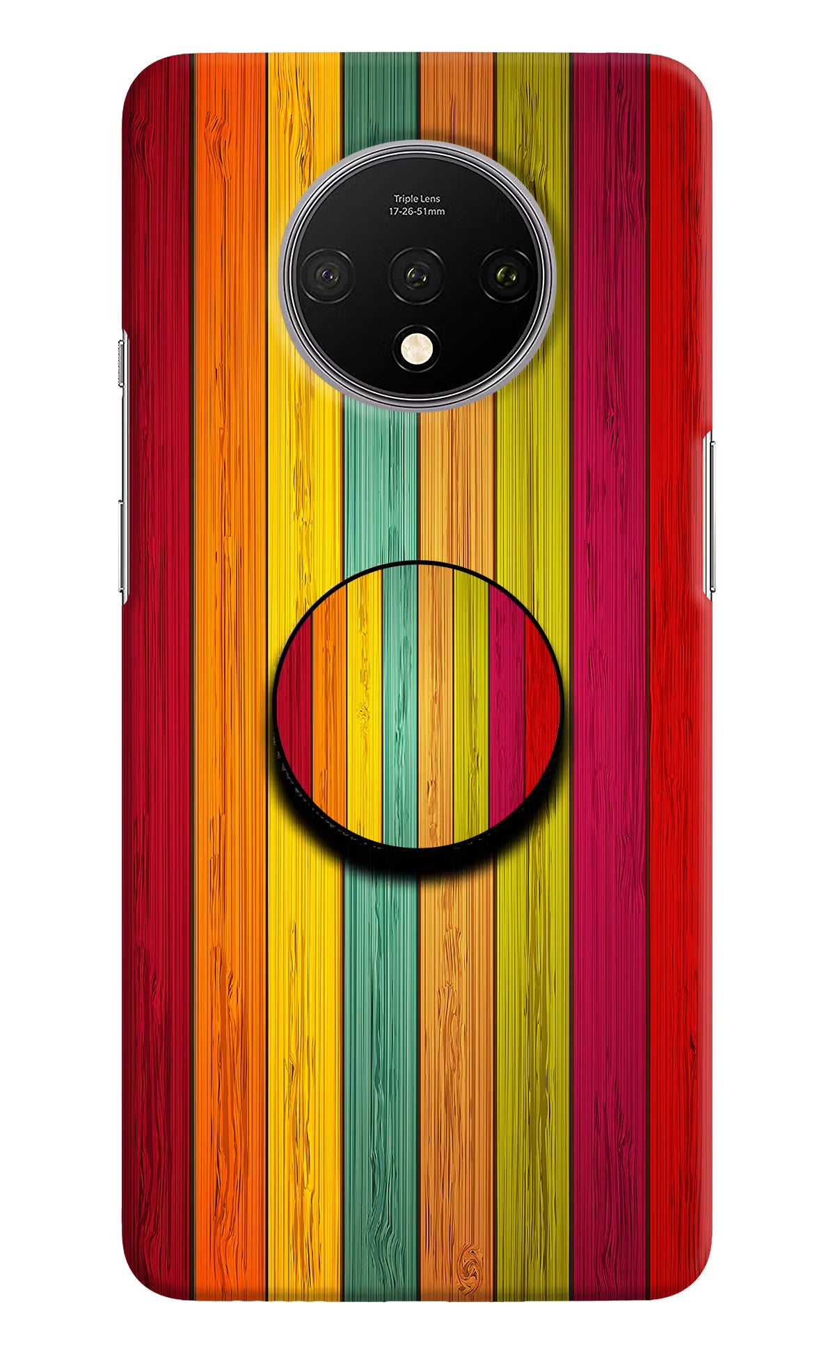Multicolor Wooden Oneplus 7T Pop Case by Casekaro