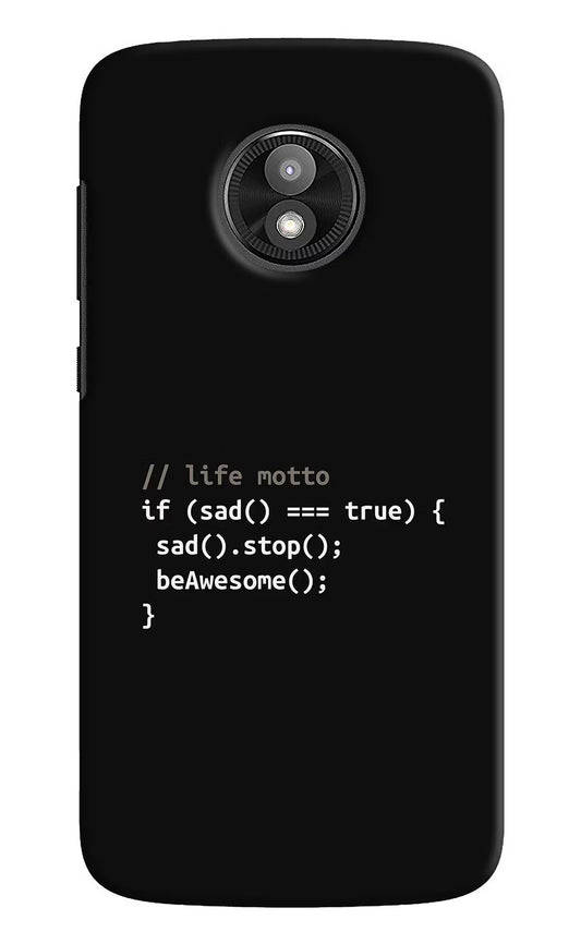 Life Motto Code Moto E5 Play Hard Case Back Cover by Casekaro