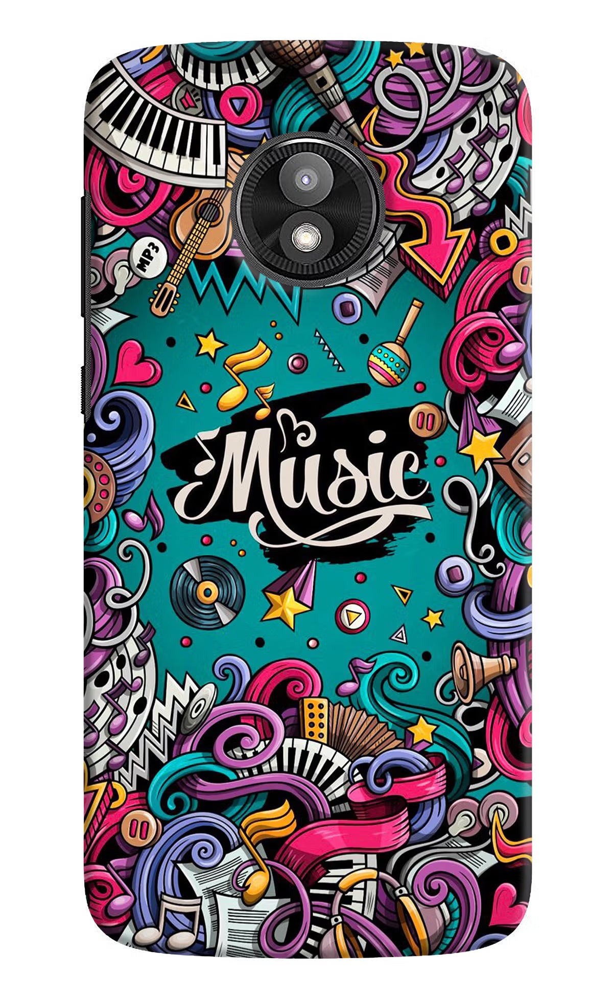 Music Graffiti Moto E5 Play Hard Case Back Cover by Casekaro