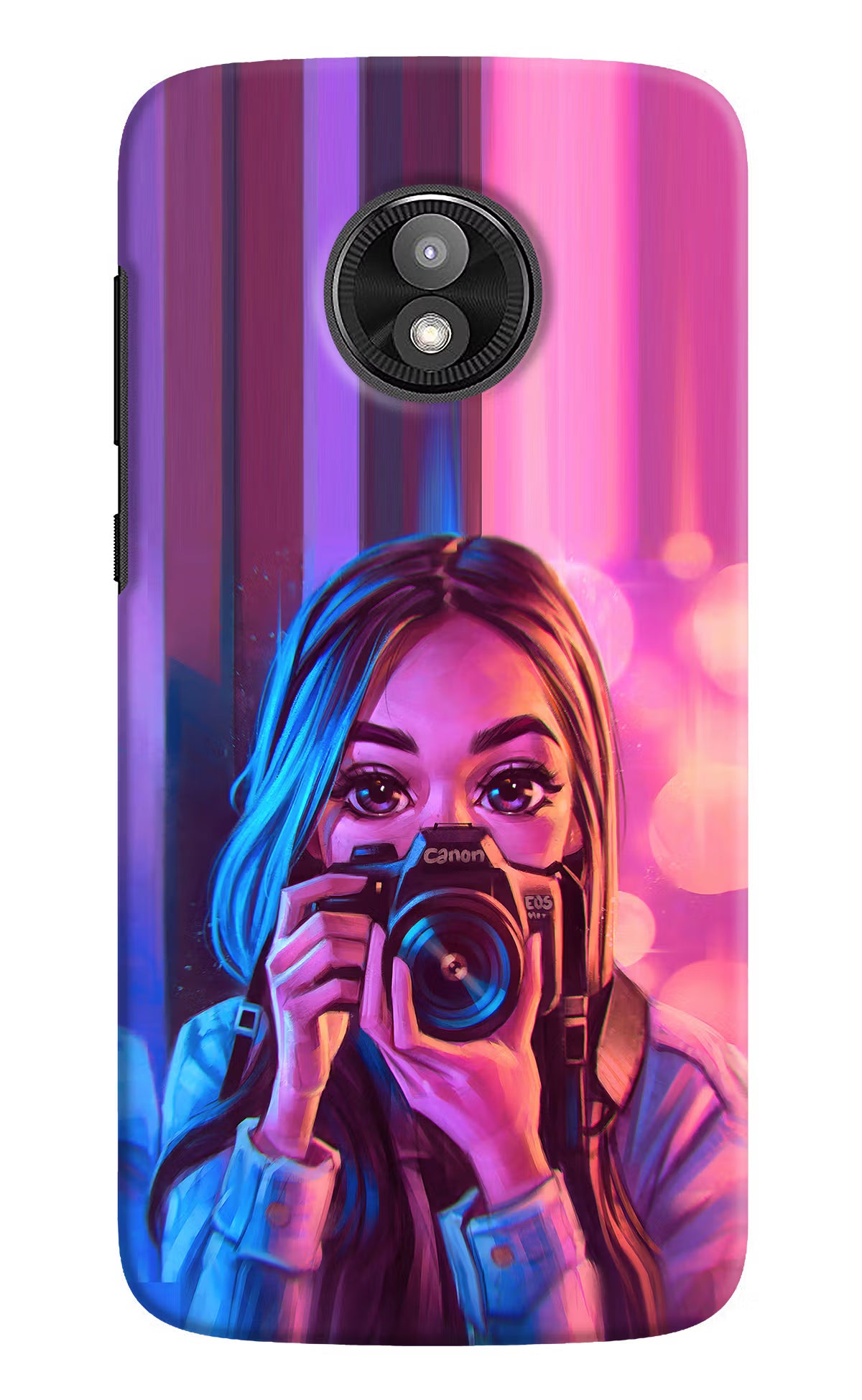 Girl Photographer Moto E5 Play Hard Case Back Cover by Casekaro