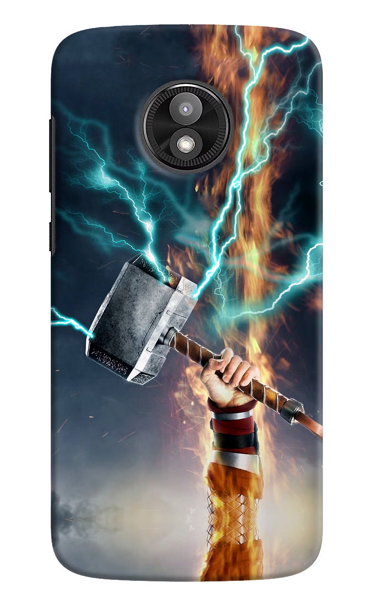Thor Hammer Mjolnir Moto E5 Play Hard Case Back Cover by Casekaro