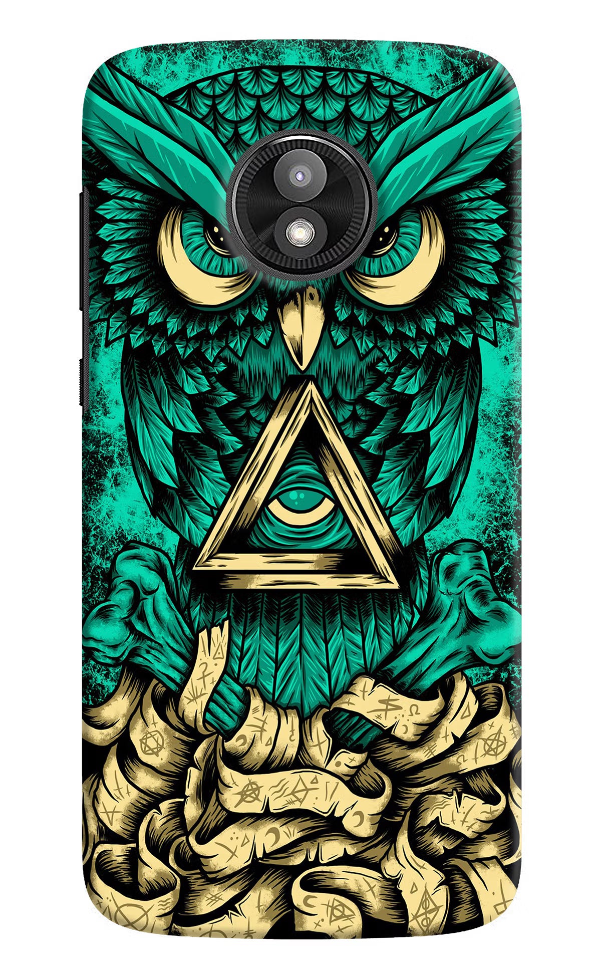 Green Owl Moto E5 Play Hard Case Back Cover by Casekaro