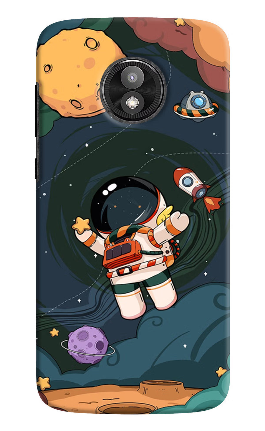 Cartoon Astronaut Moto E5 Play Back Cover, Hard case