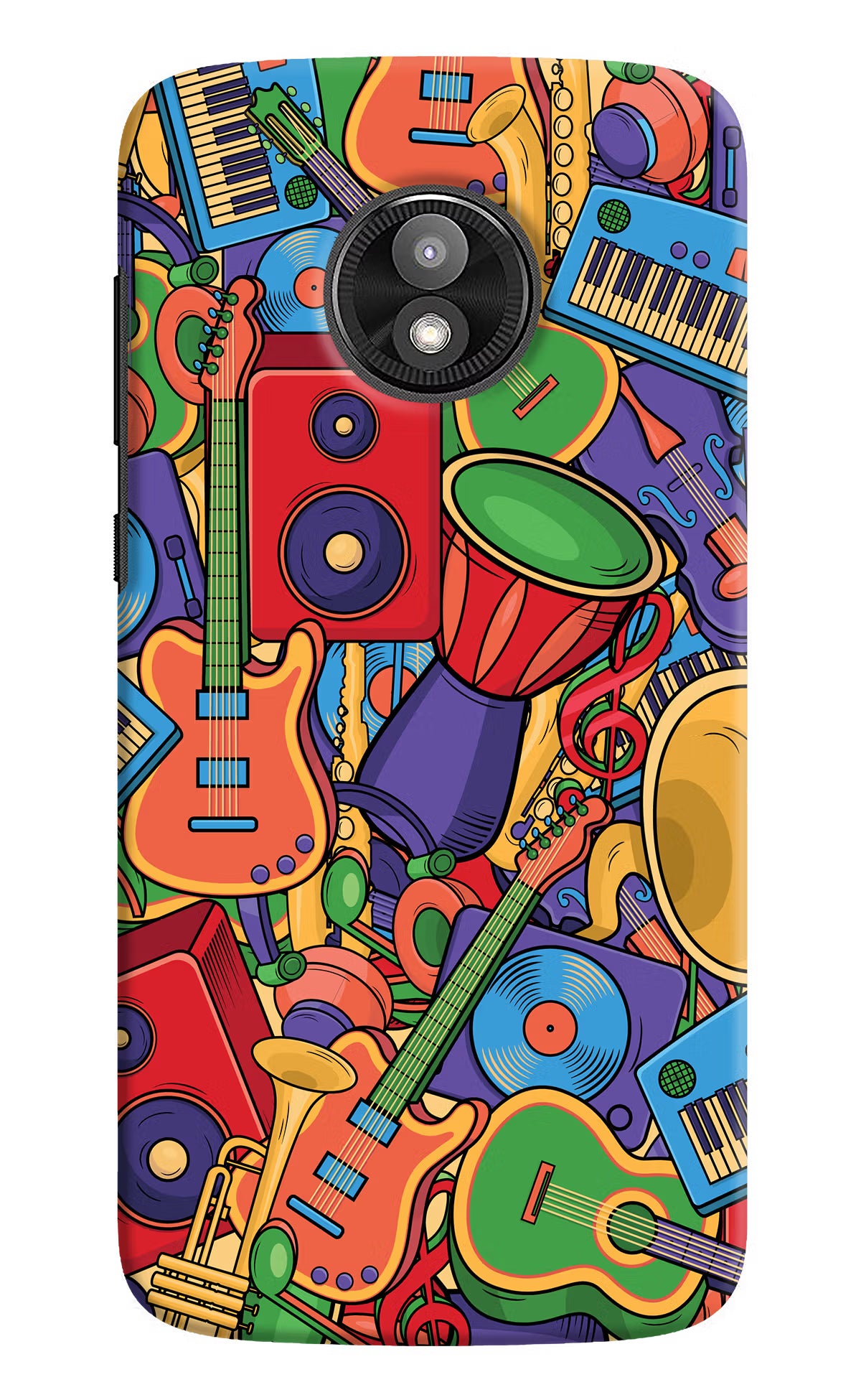 Music Instrument Doodle Moto E5 Play Hard Case Back Cover by Casekaro