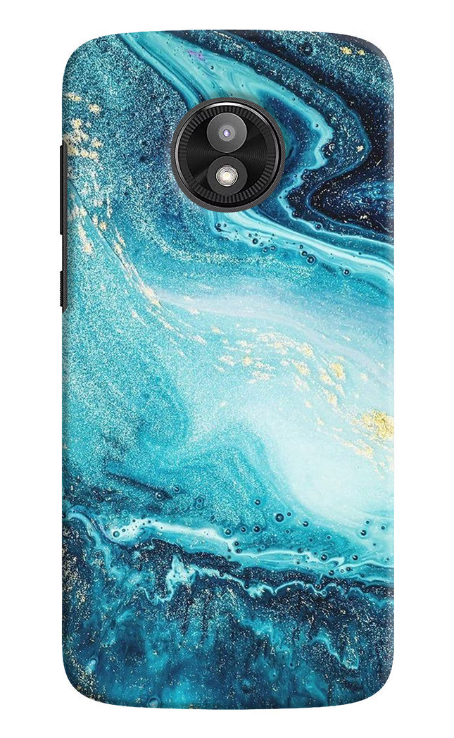 Blue Glitter Marble Moto E5 Play Hard Case Back Cover by Casekaro