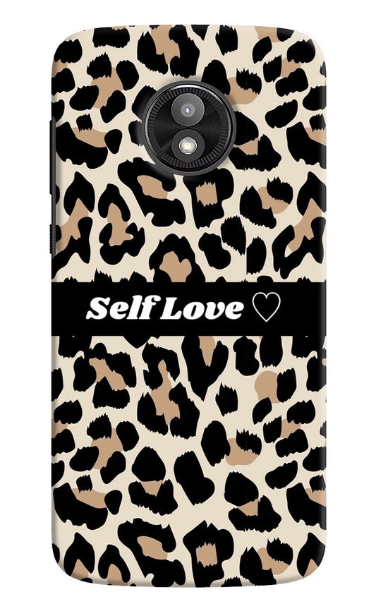 Leopard Print Self Love Moto E5 Play Hard Case Back Cover by Casekaro