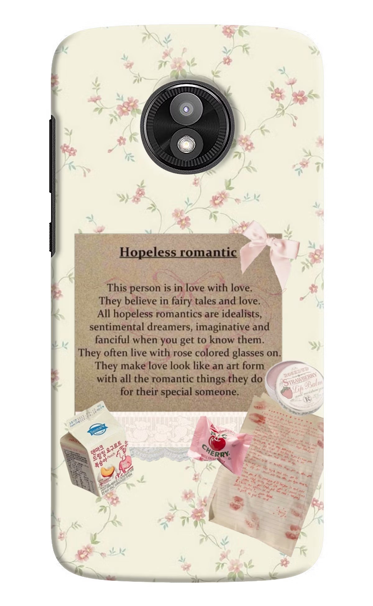Hopeless Romantic Moto E5 Play Hard Case Back Cover by Casekaro