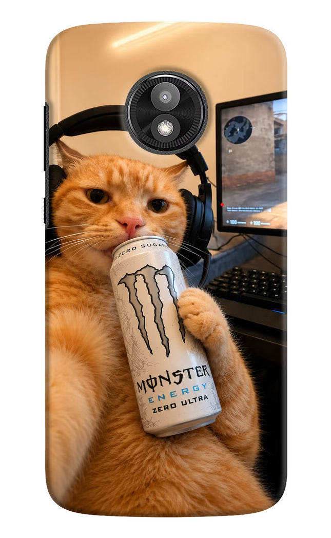 Gamer Cat Energy Moto E5 Play Hard Case Back Cover by Casekaro