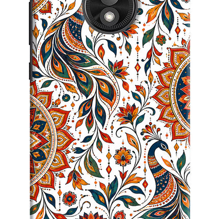 White Mayura Moto E5 Play Back Cover
