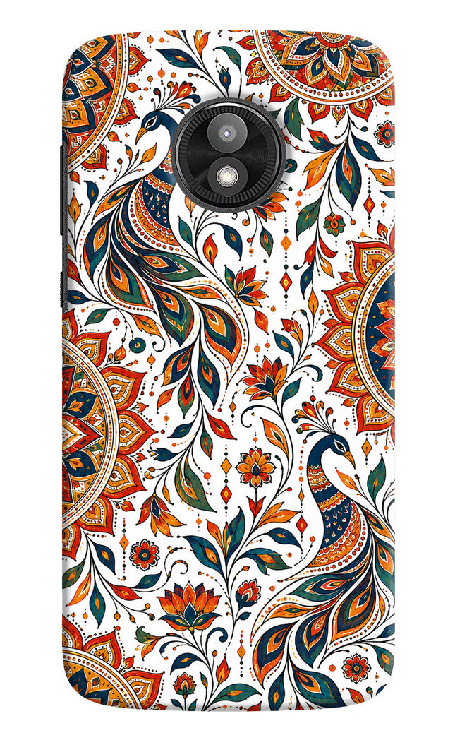 White Mayura Moto E5 Play Hard Case Back Cover by Casekaro