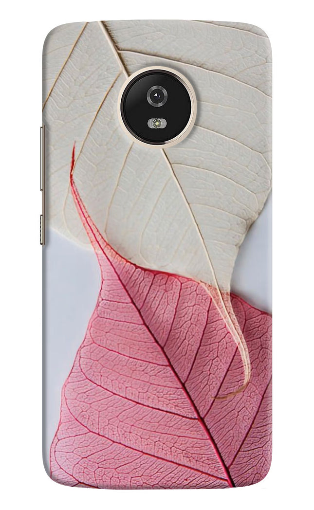 White Pink Leaf Moto G5 Hard Case Back Cover by Casekaro