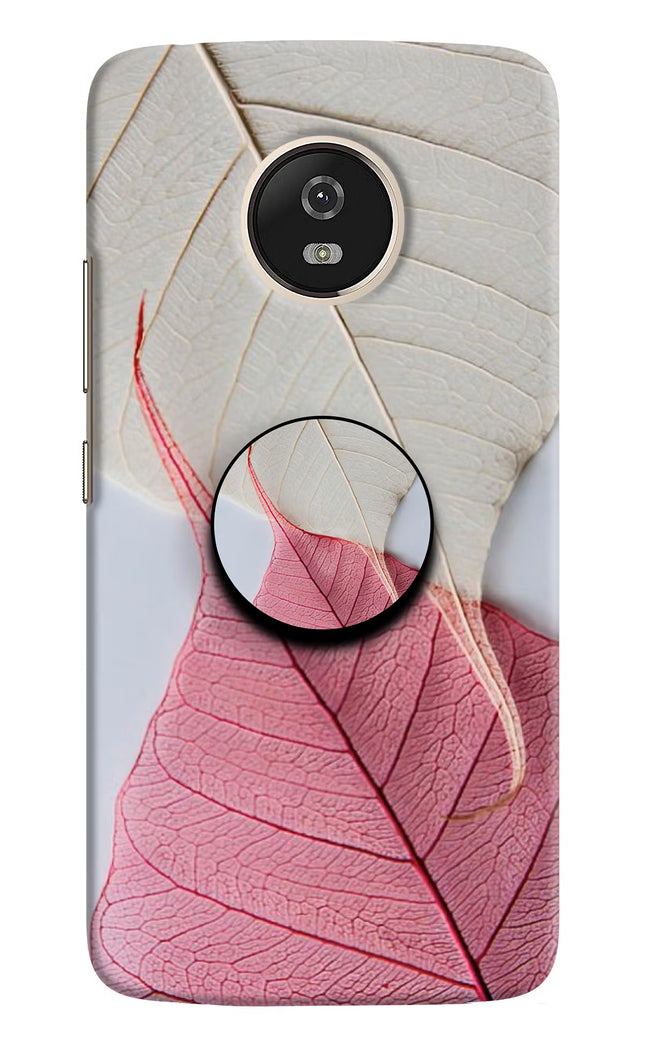 White Pink Leaf Moto G5 Pop Case by Casekaro