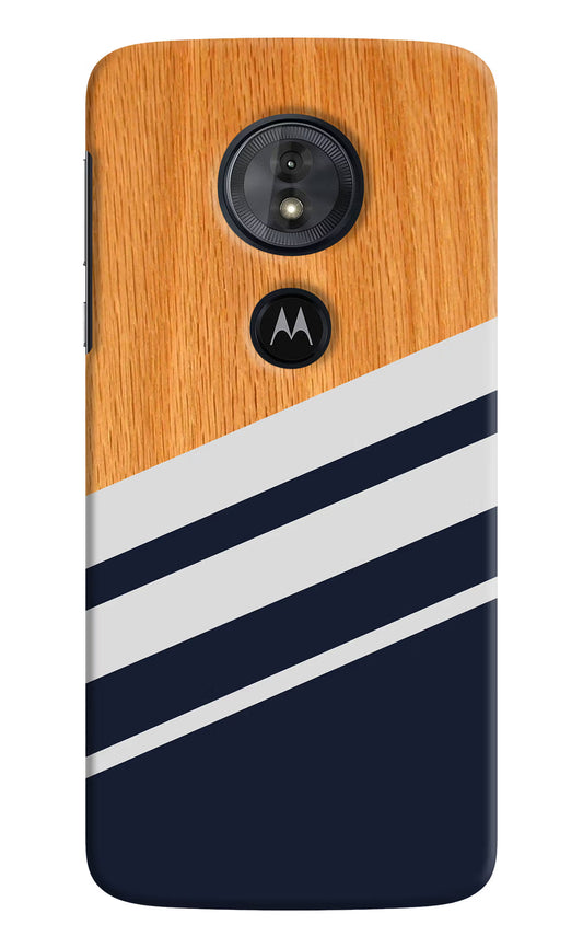 Blue and white wooden Moto G6 Play Hard Case Back Cover by Casekaro