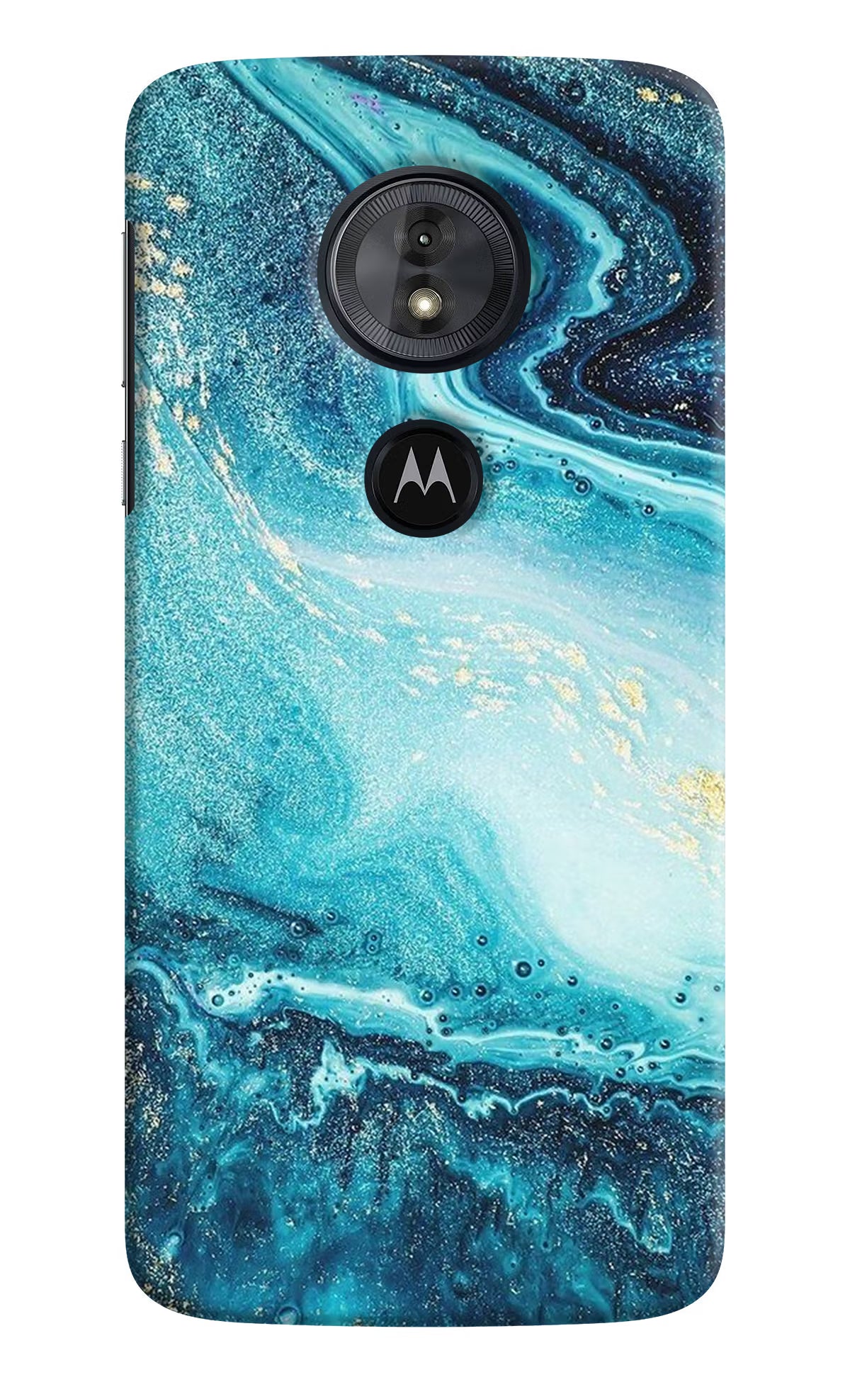 Blue Glitter Marble Moto G6 Play Hard Case Back Cover by Casekaro