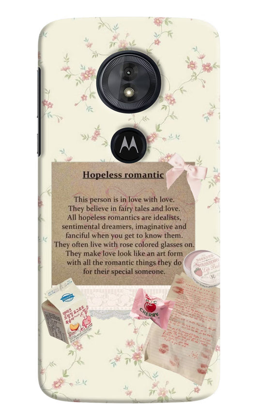 Hopeless Romantic Moto G6 Play Hard Case Back Cover by Casekaro