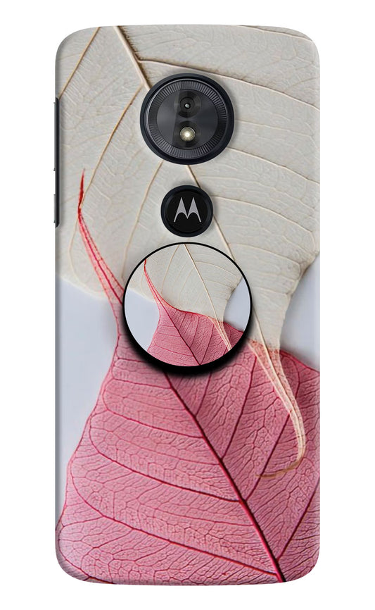 White Pink Leaf Moto G6 Play Pop Case by Casekaro
