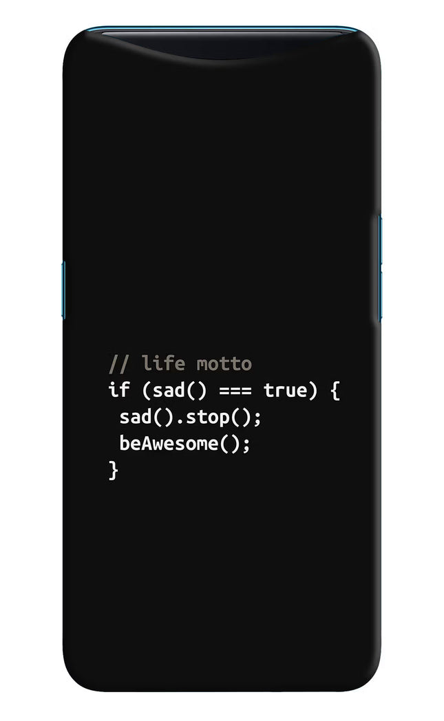 Life Motto Code Oppo Find X Hard Case Back Cover by Casekaro