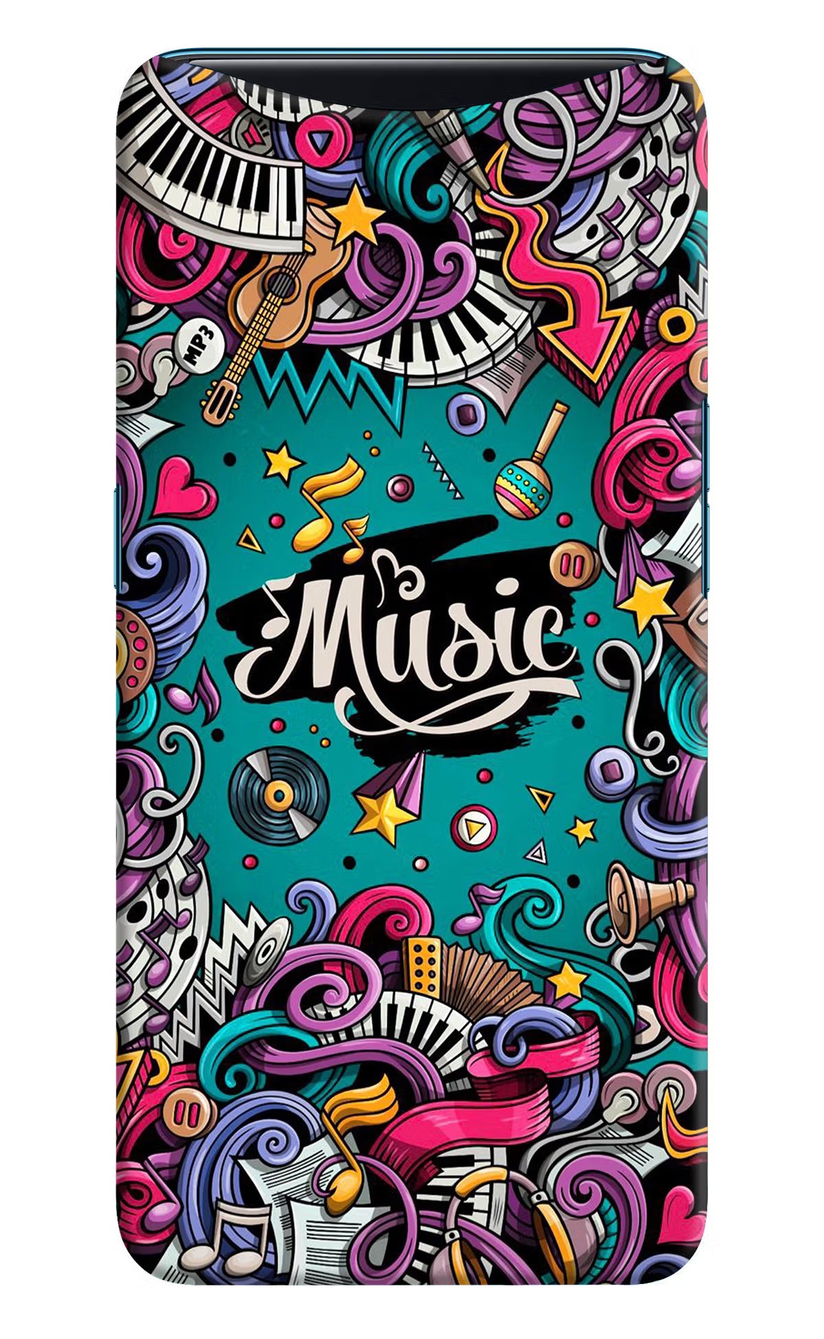 Music Graffiti Oppo Find X Hard Case Back Cover by Casekaro