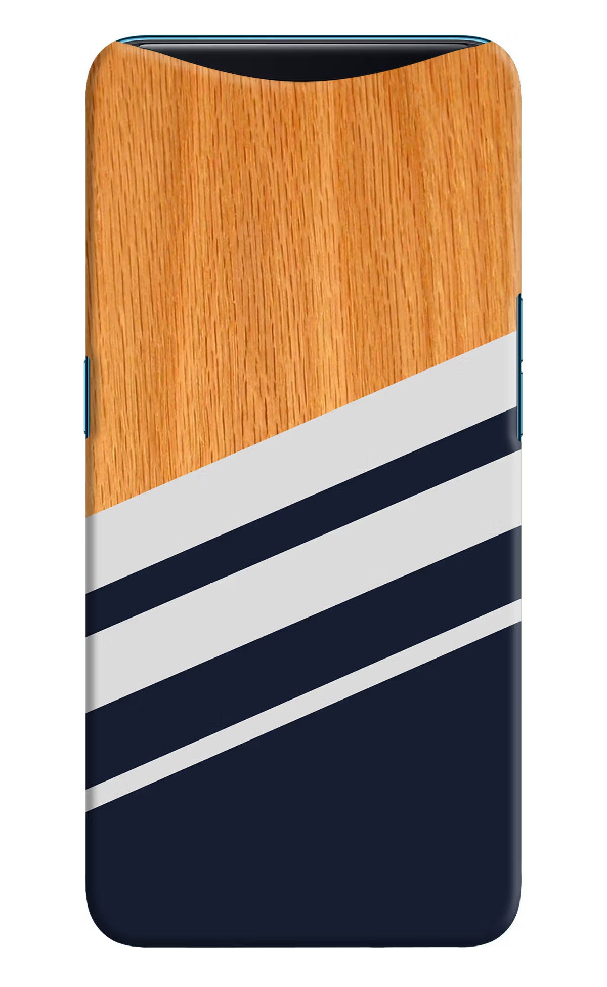 Blue and white wooden Oppo Find X Hard Case Back Cover by Casekaro