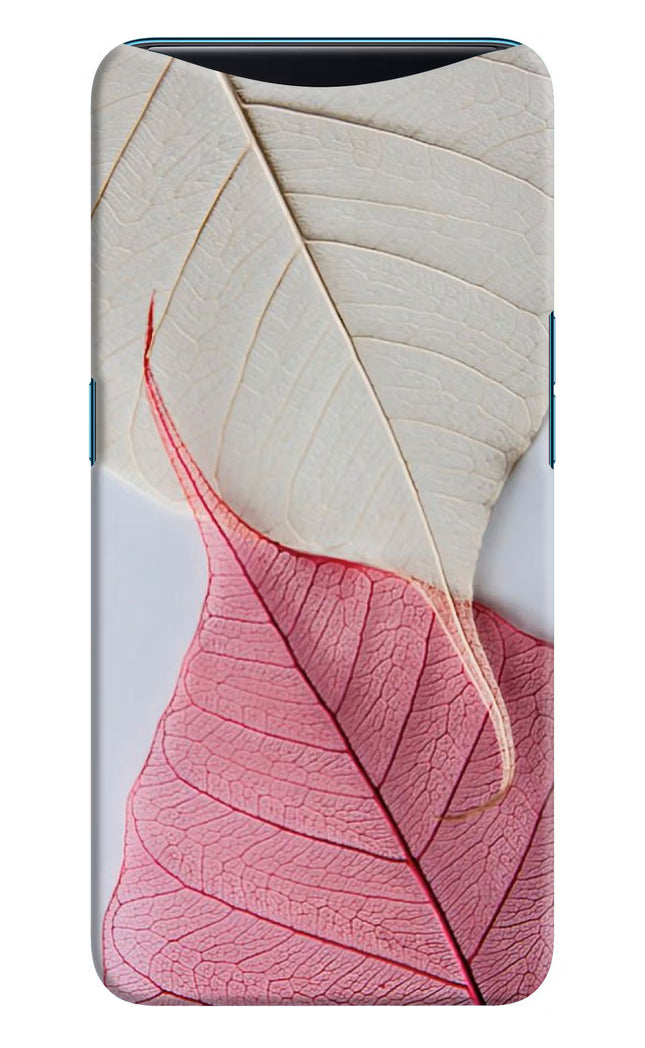 White Pink Leaf Oppo Find X Hard Case Back Cover by Casekaro