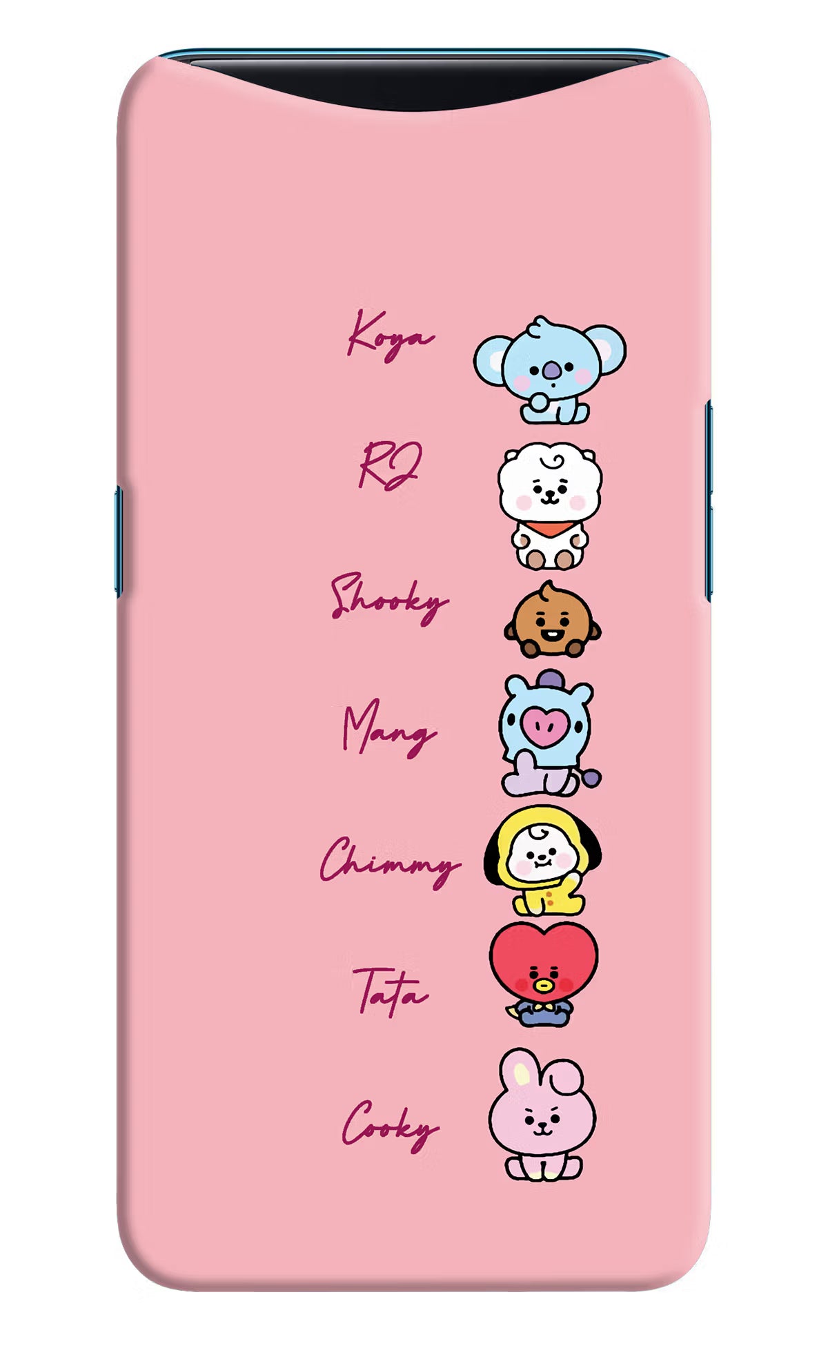 BTS names Oppo Find X Hard Case Back Cover by Casekaro