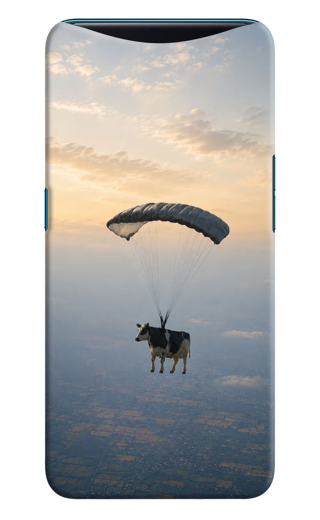 Skydiving Cow Oppo Find X Hard Case Back Cover by Casekaro