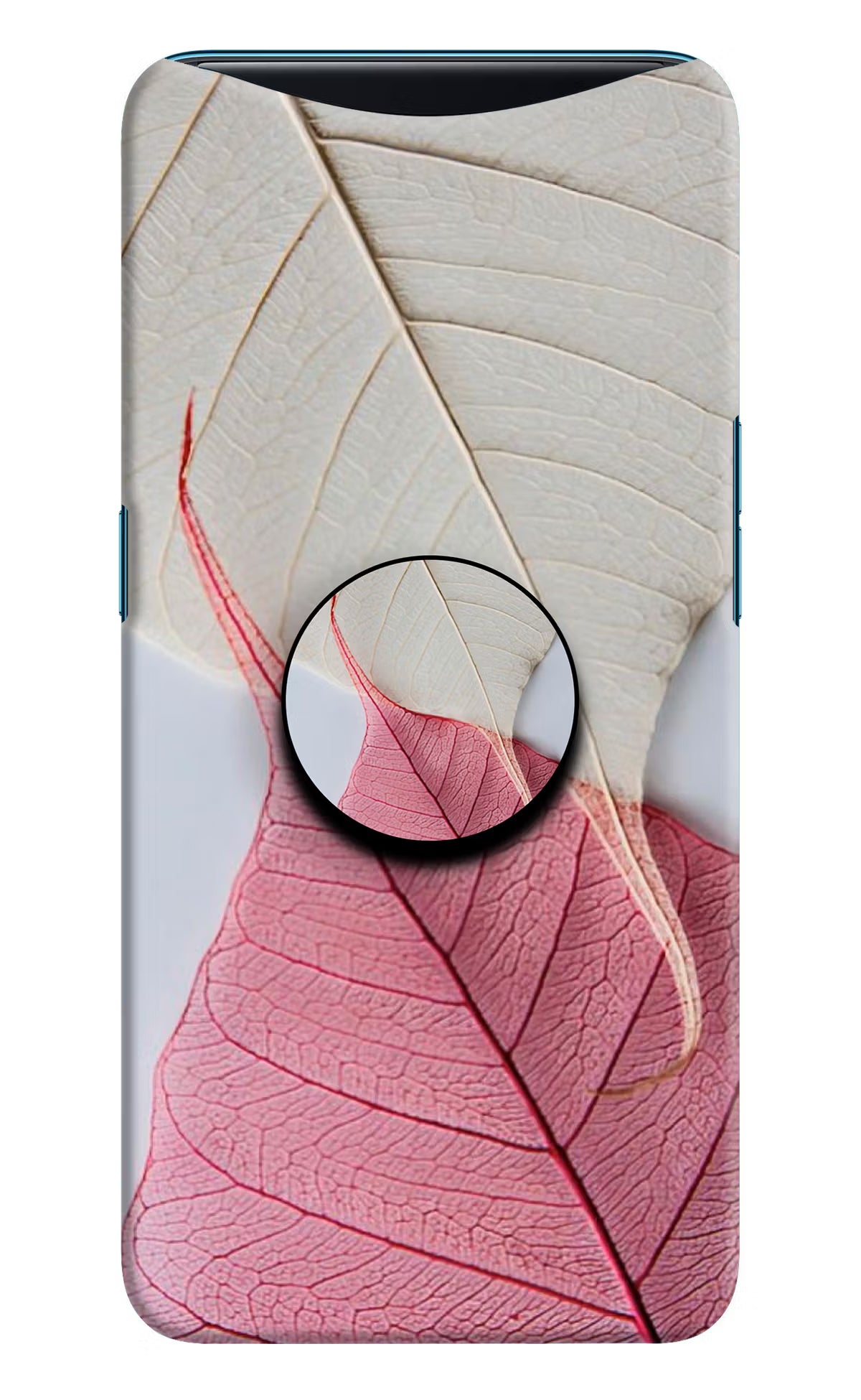 White Pink Leaf Oppo Find X Pop Case by Casekaro