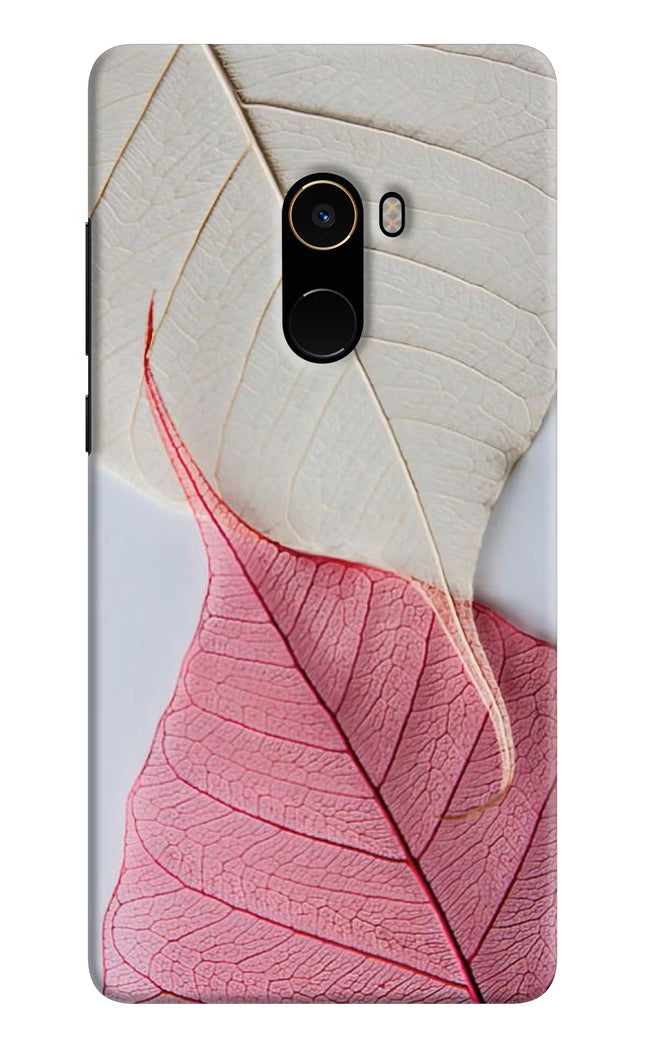 White Pink Leaf Mi Mix 2 Hard Case Back Cover by Casekaro