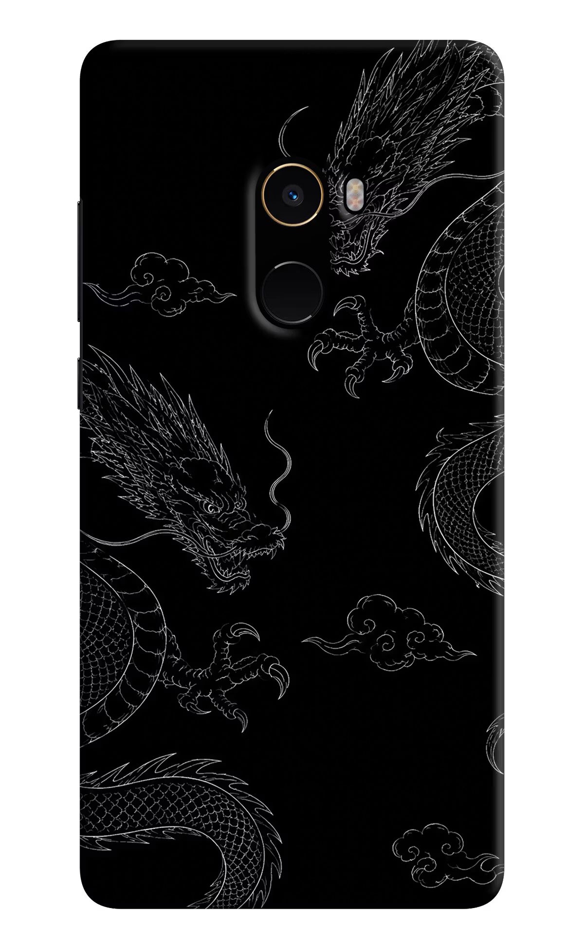 Twin Dragons Mi Mix 2 Hard Case Back Cover by Casekaro
