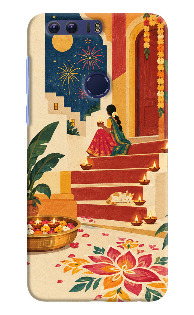 Diwali Rangoli Honor 8 Hard Case Back Cover by Casekaro