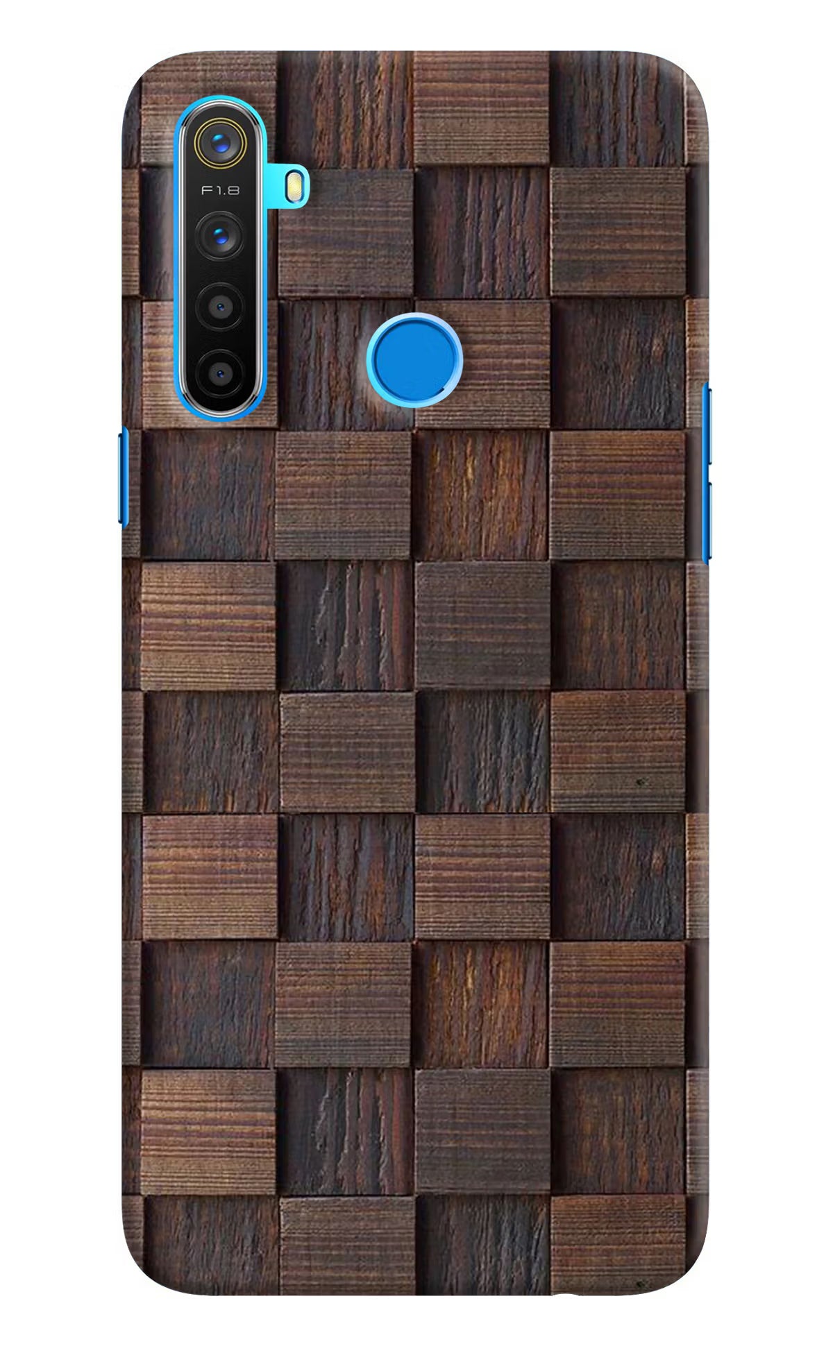 Wooden Cube Design Realme 5/5i/5s Hard Case Back Cover by Casekaro