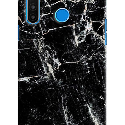 Black Marble Texture Realme 5/5i/5s Hard Case Back Cover by Casekaro