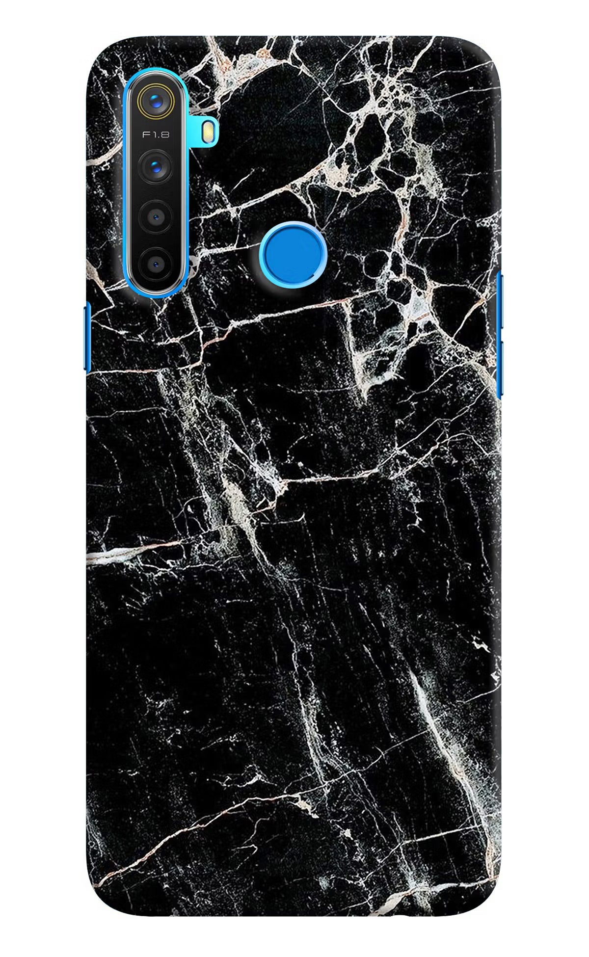 Black Marble Texture Realme 5/5i/5s Hard Case Back Cover by Casekaro