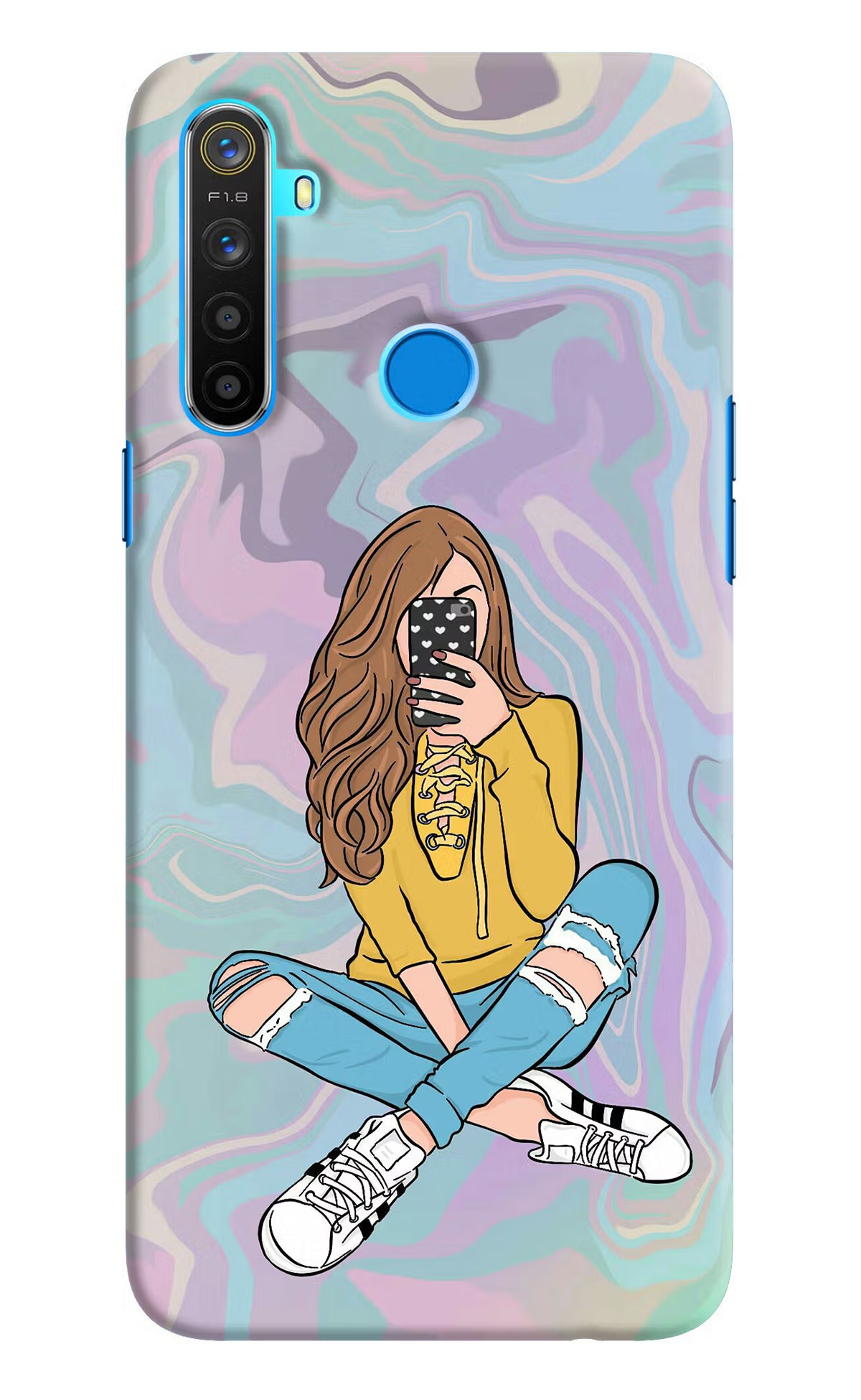 Selfie Girl Realme 5/5i/5s Hard Case Back Cover by Casekaro