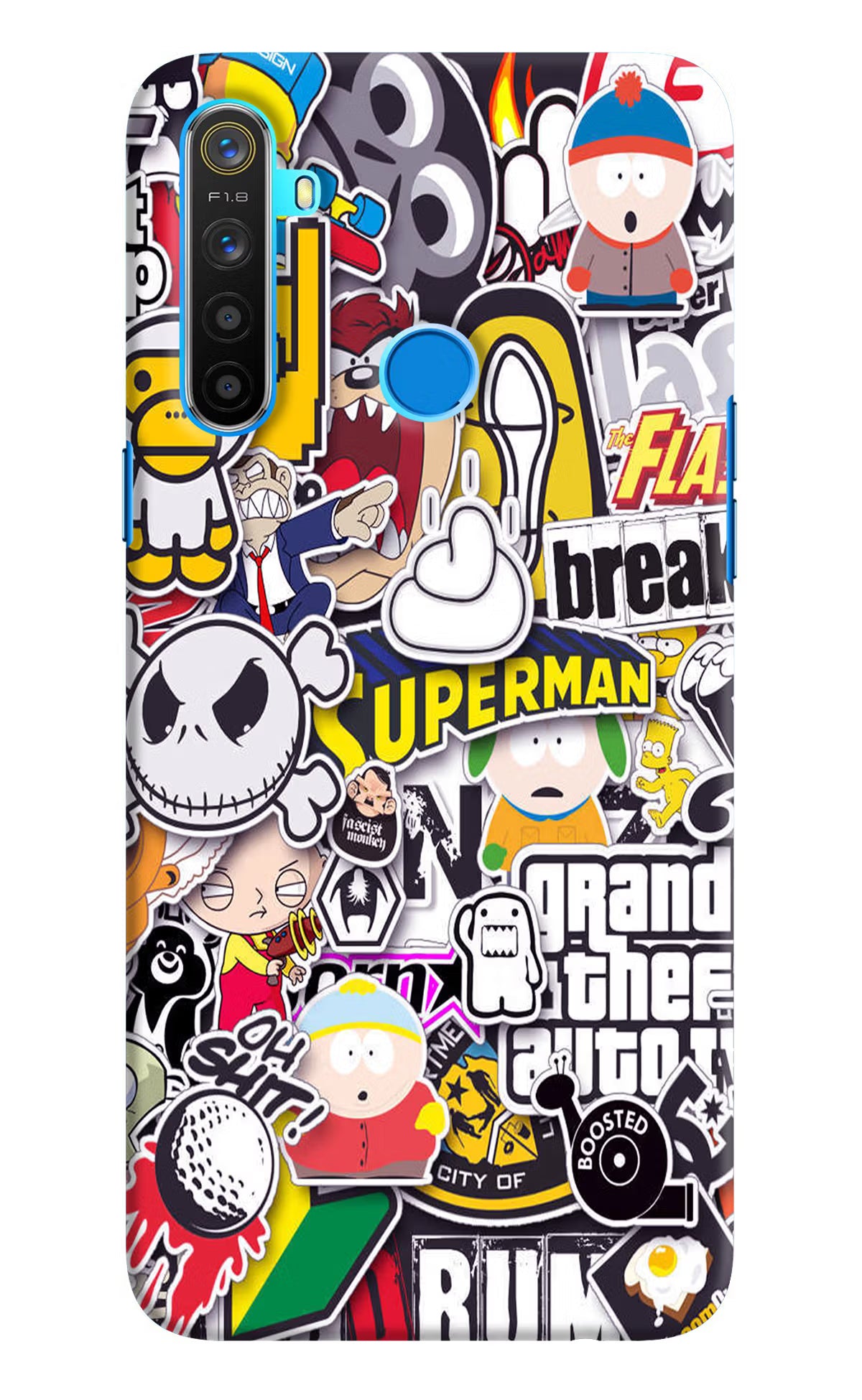 Sticker Bomb Realme 5/5i/5s Hard Case Back Cover by Casekaro