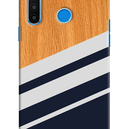 Blue and white wooden Realme 5/5i/5s Hard Case Back Cover by Casekaro