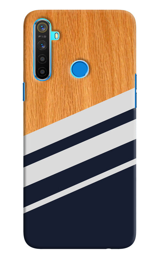 Blue and white wooden Realme 5/5i/5s Hard Case Back Cover by Casekaro
