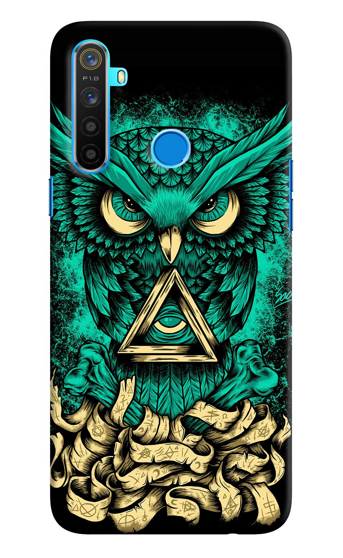 Green Owl Realme 5/5i/5s Hard Case Back Cover by Casekaro