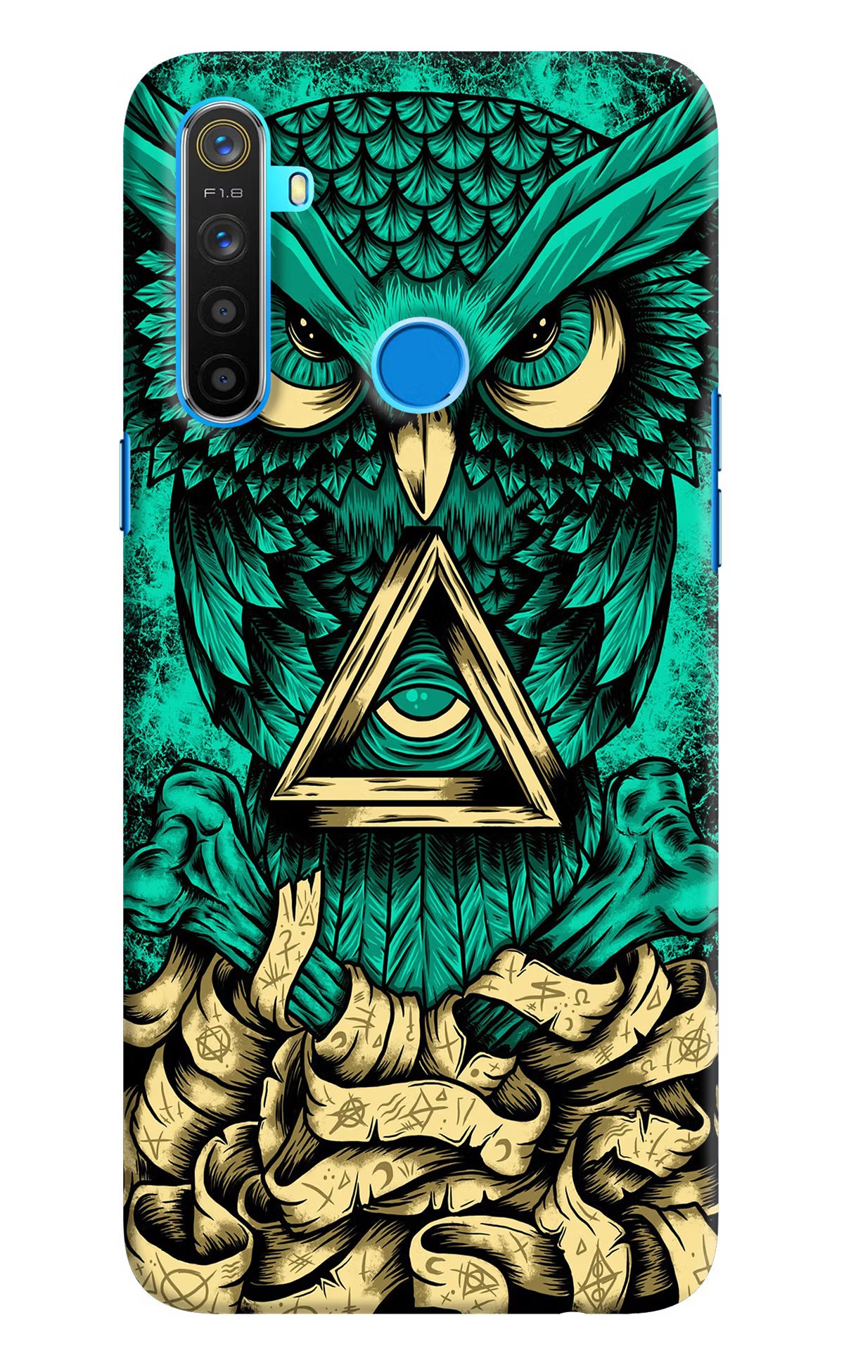 Green Owl Realme 5/5i/5s Hard Case Back Cover by Casekaro