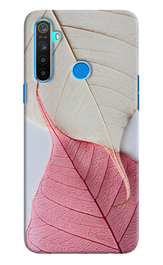 White Pink Leaf Realme 5/5i/5s Hard Case Back Cover by Casekaro
